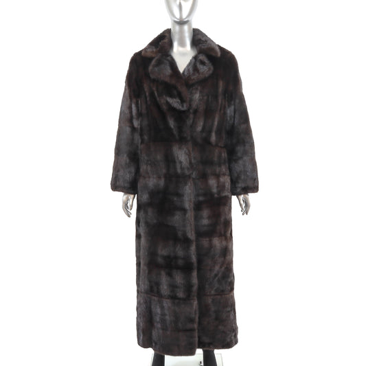 Brown Mink Coat with Zip Off Hem- Size S