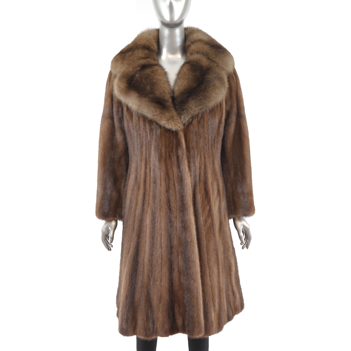 Brown Mink Coat with Sable Collar- Size S