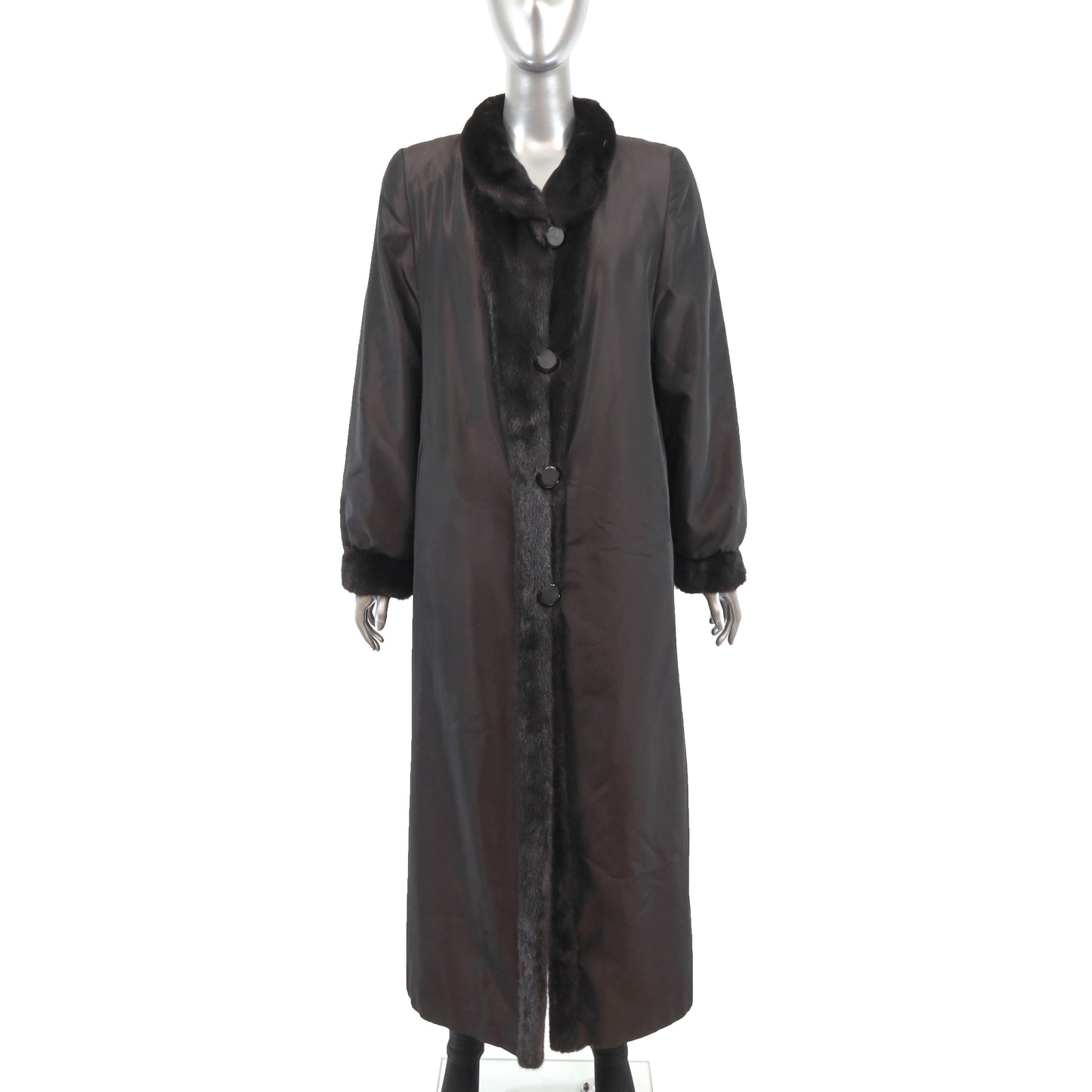 Black Mink Coat Reversible to Taffeta- Size M