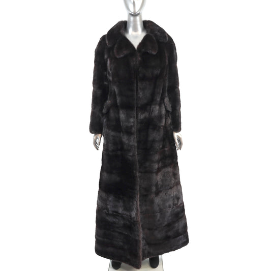 Black Mink Coat with Zip Off Hems- Size S