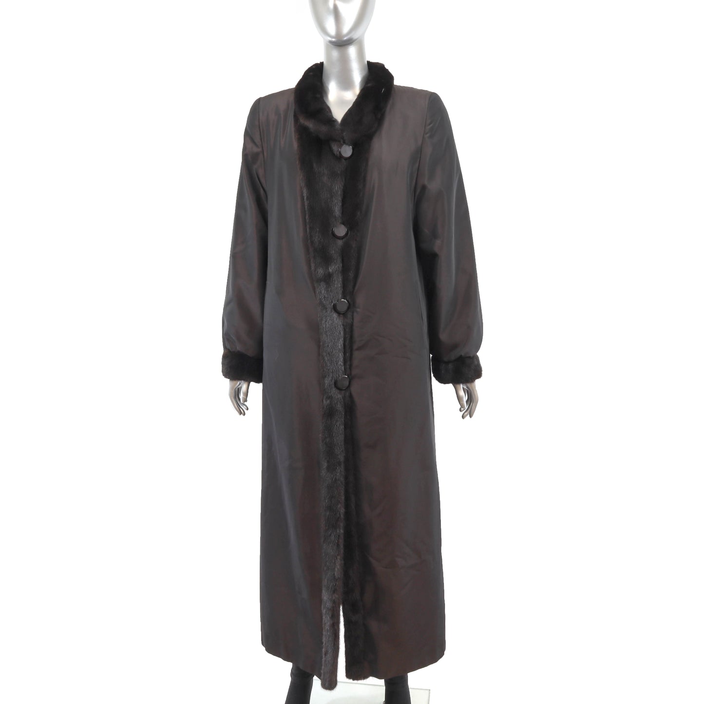 Black Mink Coat Reversible to Taffeta- Size M