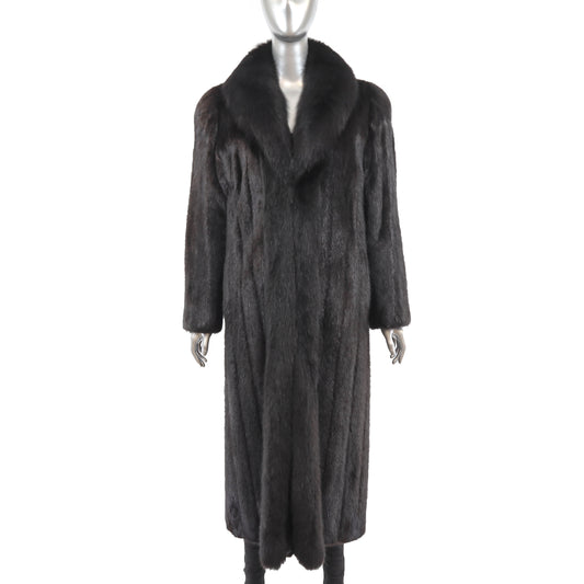 Bloomingdale's Ranch Mink Coat with Fox Tuxedo- Size M