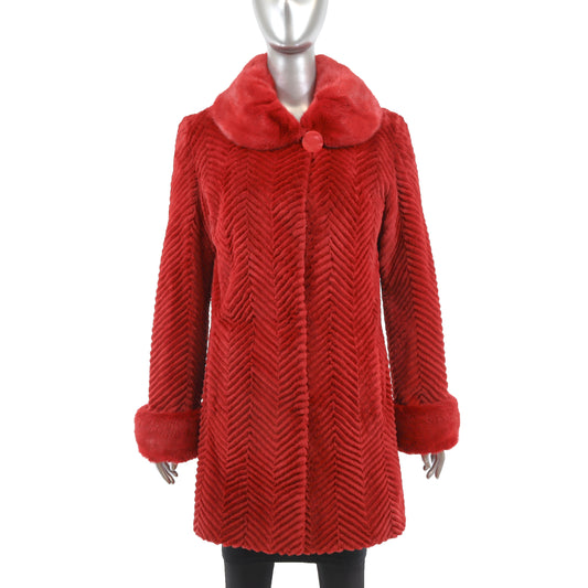 Red Sheared Mink Coat- Size M