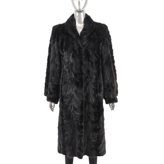 Black Section Mink Coat- Size S