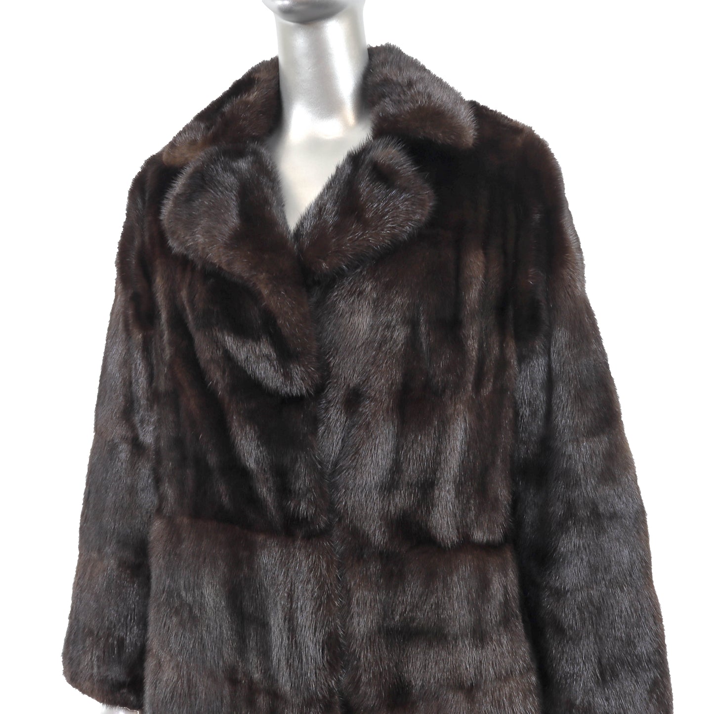 Brown Mink Coat with Zip Off Hem- Size S