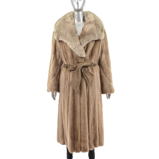 Pastel Mink Coat with Fox Collar- Size M