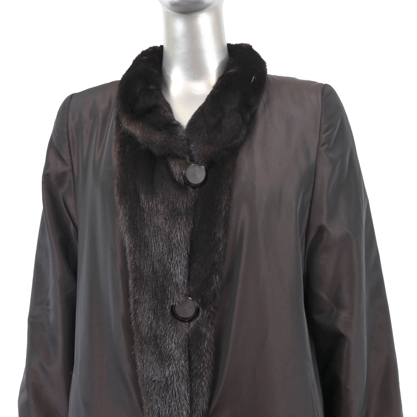 Black Mink Coat Reversible to Taffeta- Size M