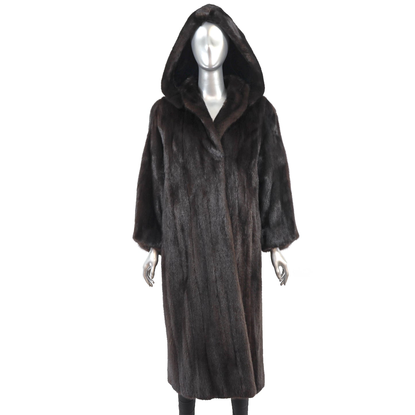 Mahogany Mink Coat with Detachable Hood- Size S