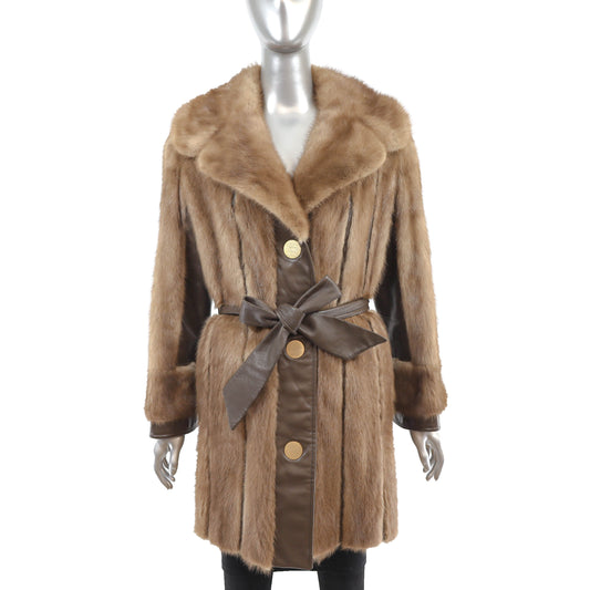 Autumn Haze Mink Coat with Leather Insert- Size S