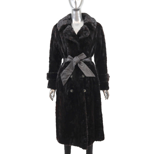 Black Section Mink Coat- Size S