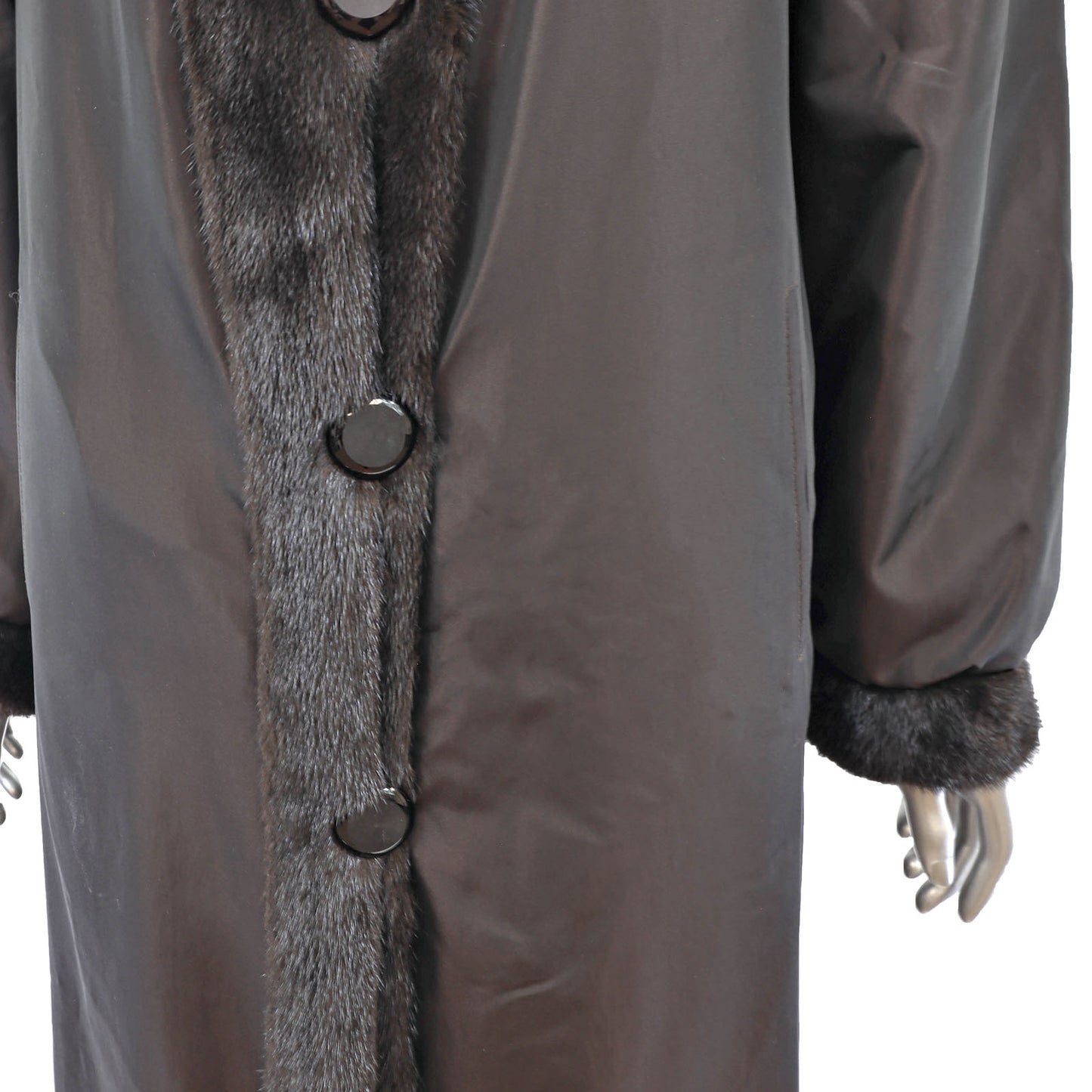 Black Mink Coat Reversible to Taffeta- Size M