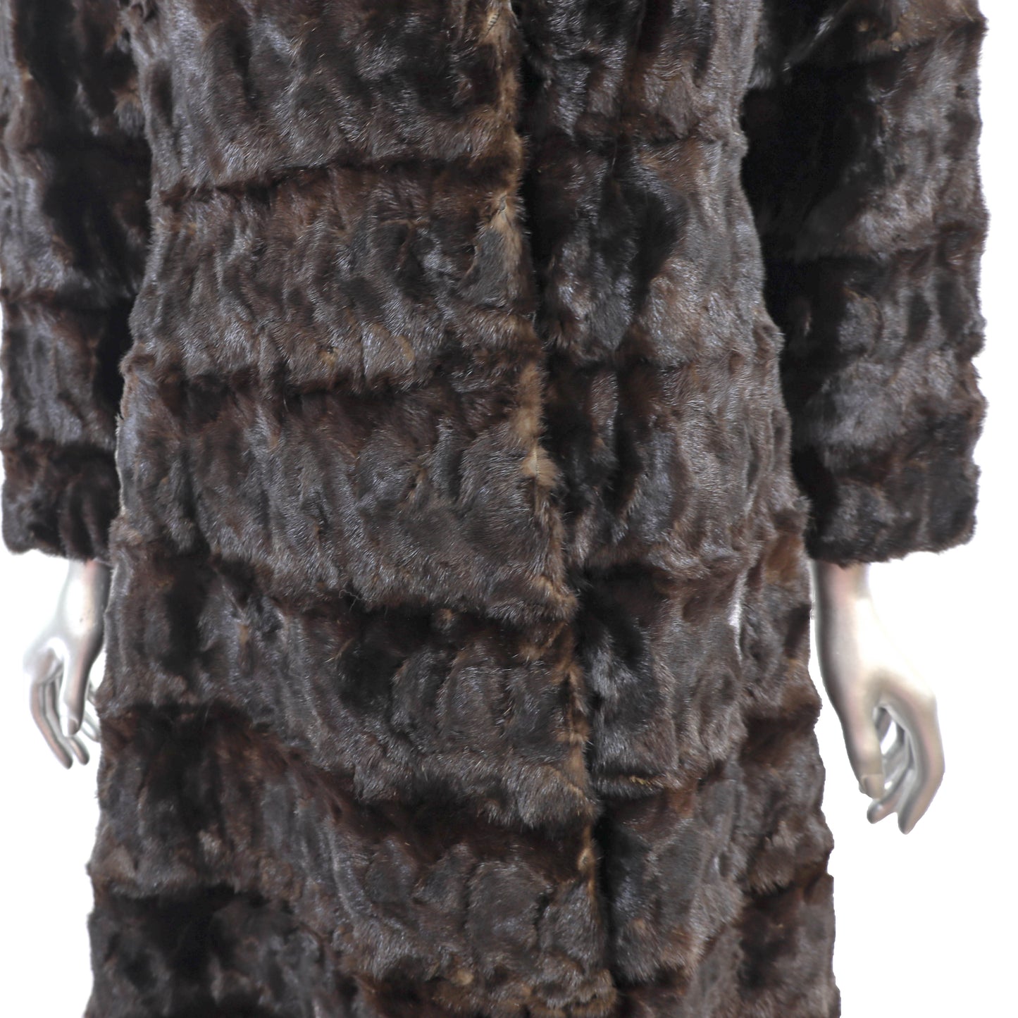 Mahogany Section Mink Coat with Zip-Off Bottom- Size S