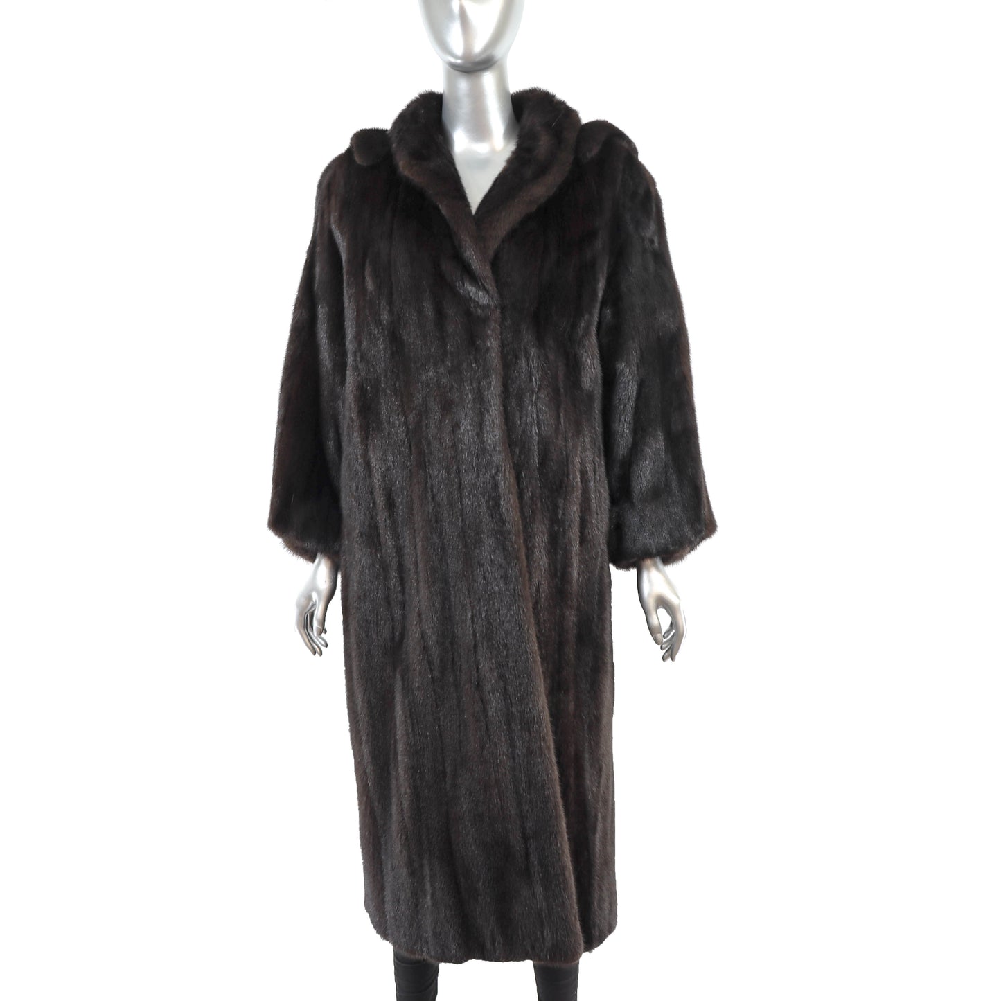 Mahogany Mink Coat with Detachable Hood- Size S