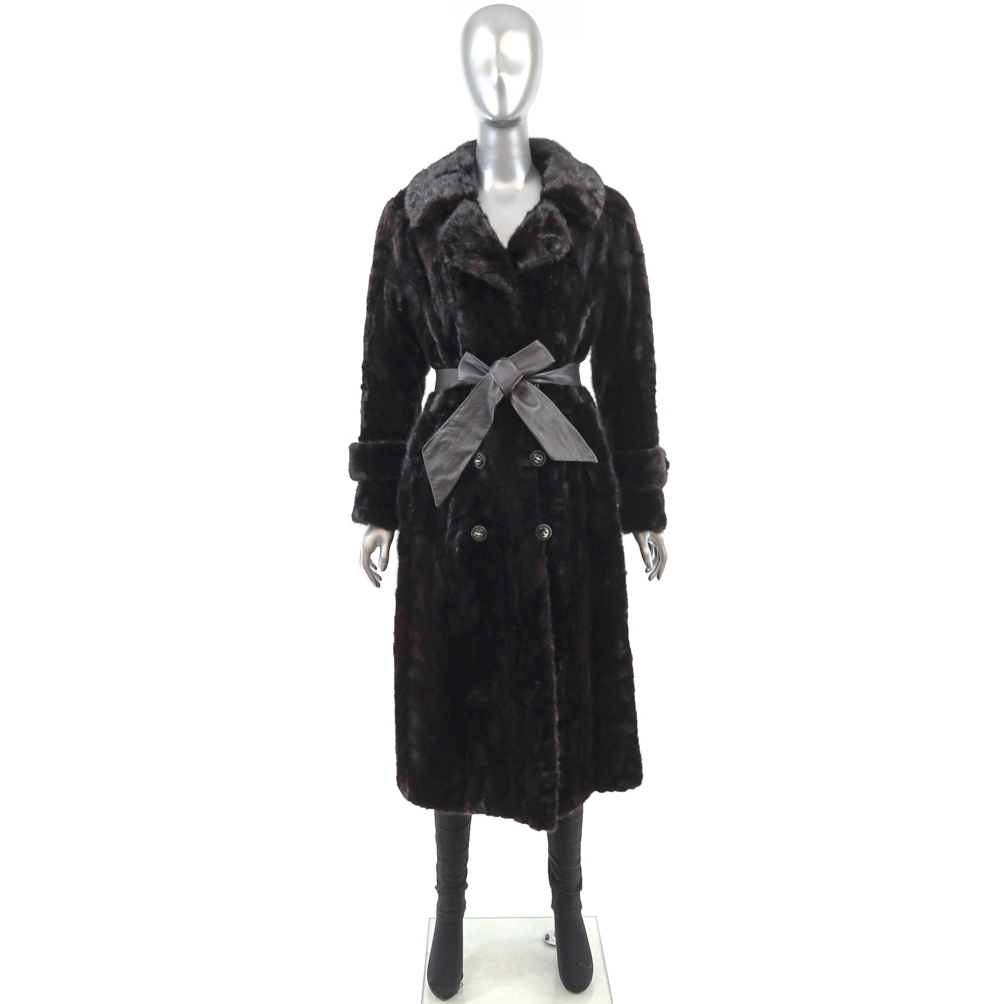 Black Section Mink Coat- Size S