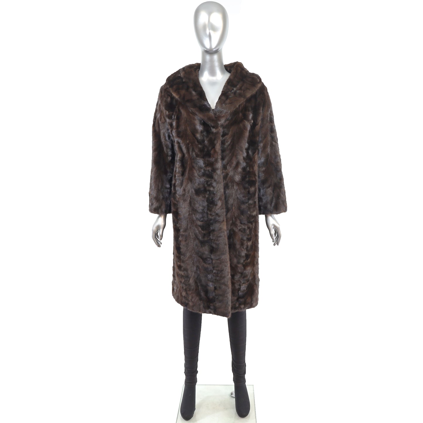 Brown Section Mink Coat- Size M