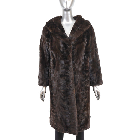 Brown Section Mink Coat- Size M