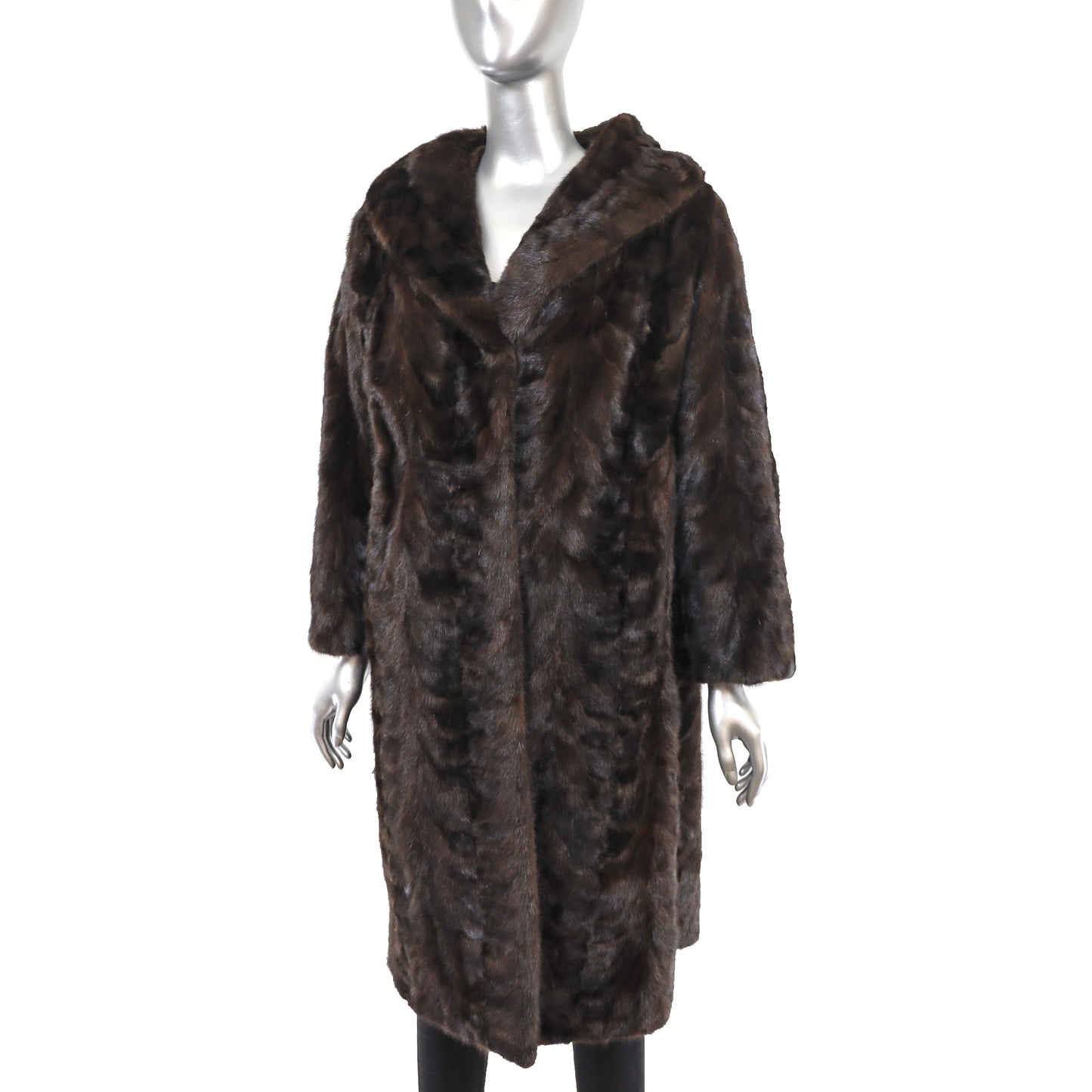 Brown Section Mink Coat- Size M