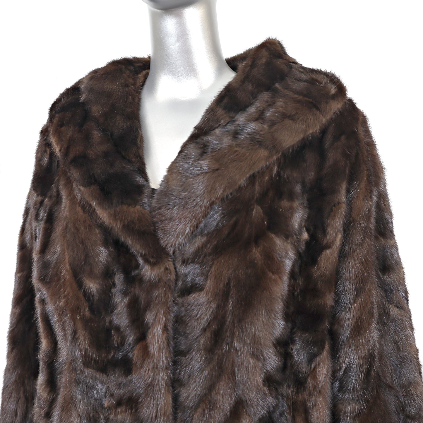 Brown Section Mink Coat- Size M