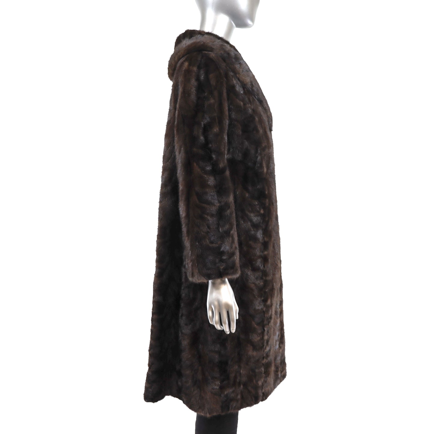 Brown Section Mink Coat- Size M