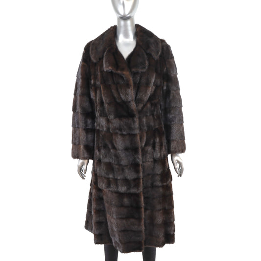 Brown Mink Horizontal Coat with Zip-Off Hems- Size M