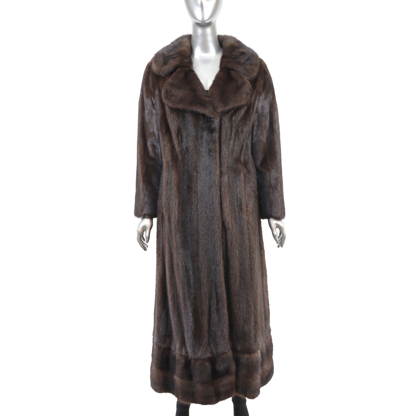 Brown Mink Coat with Detachable Hem Trim- Size M