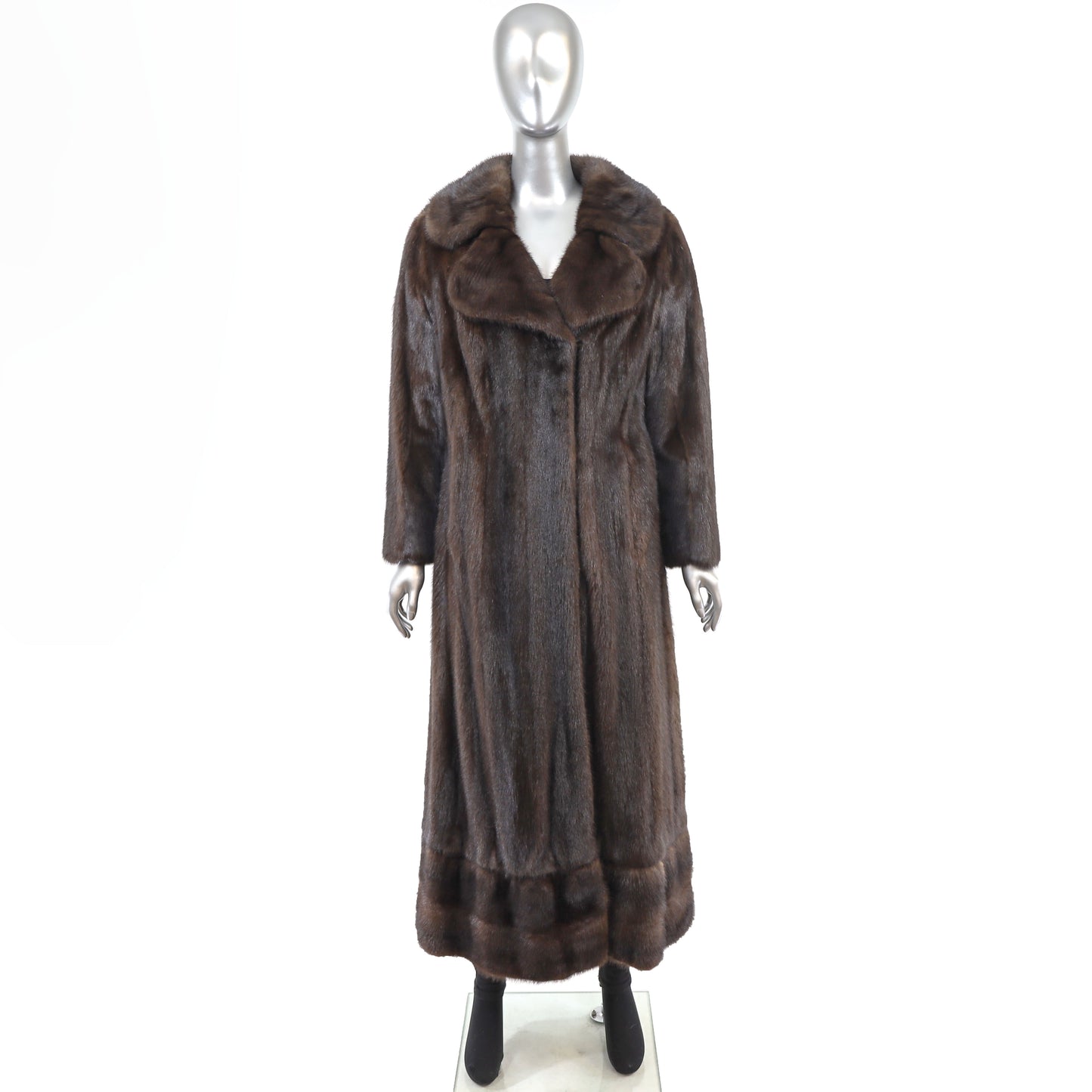 Brown Mink Coat with Detachable Hem Trim- Size M