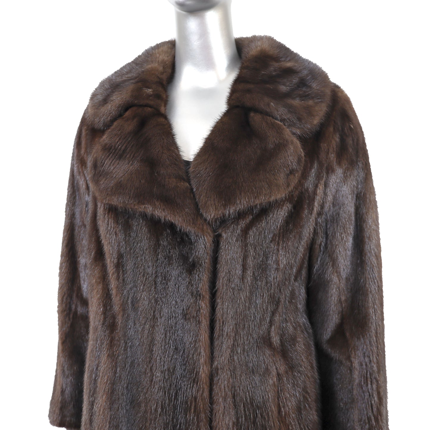 Brown Mink Coat with Detachable Hem Trim- Size M