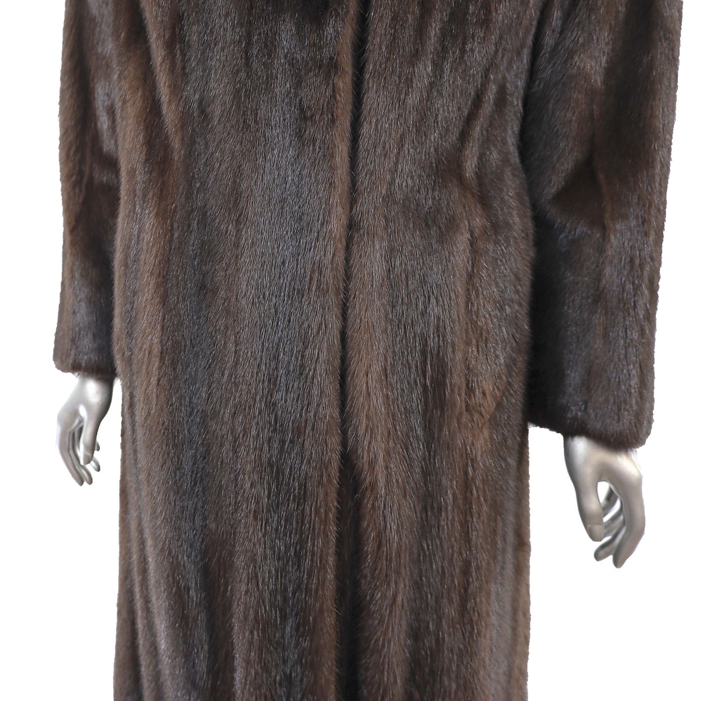 Brown Mink Coat with Detachable Hem Trim- Size M