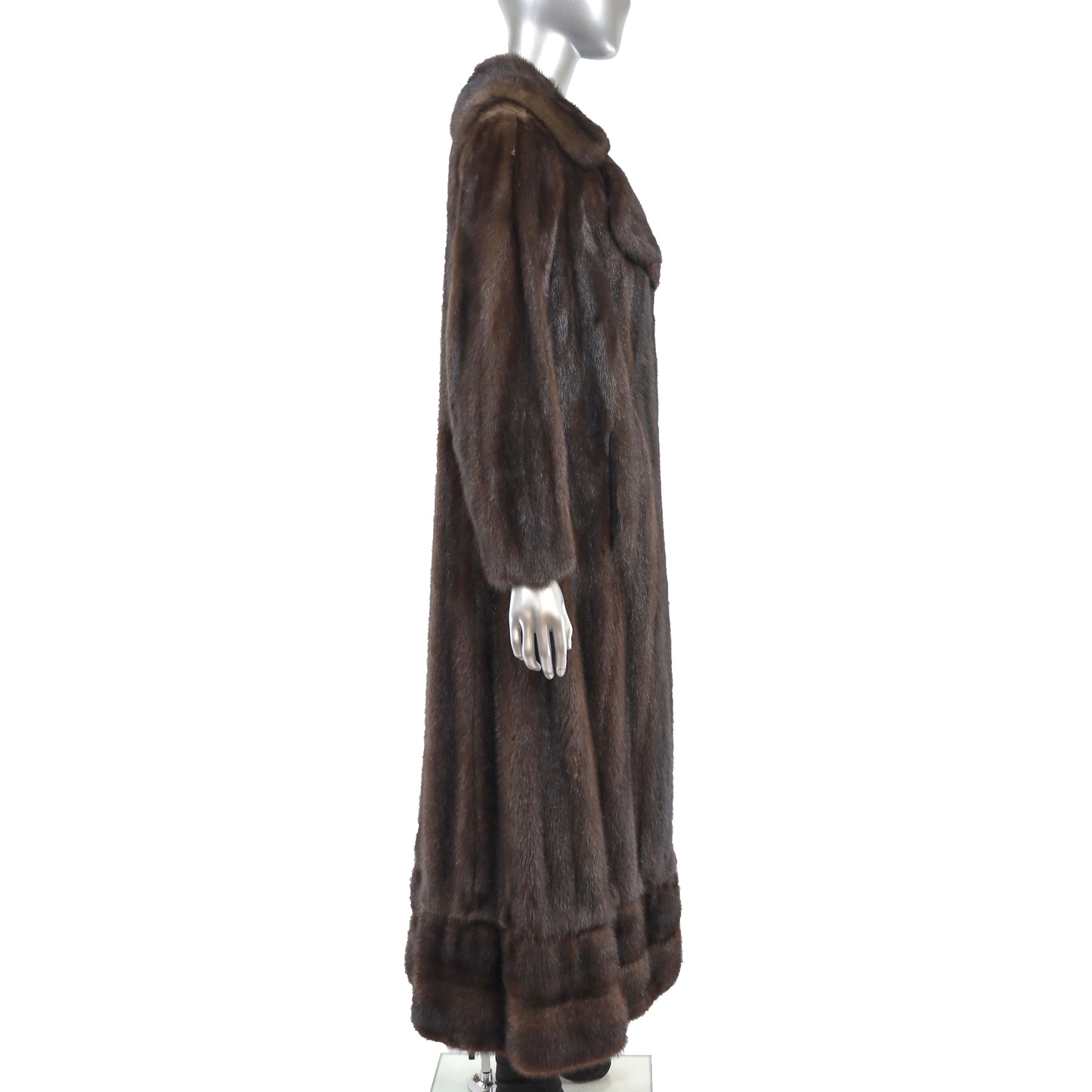 Brown Mink Coat with Detachable Hem Trim- Size M