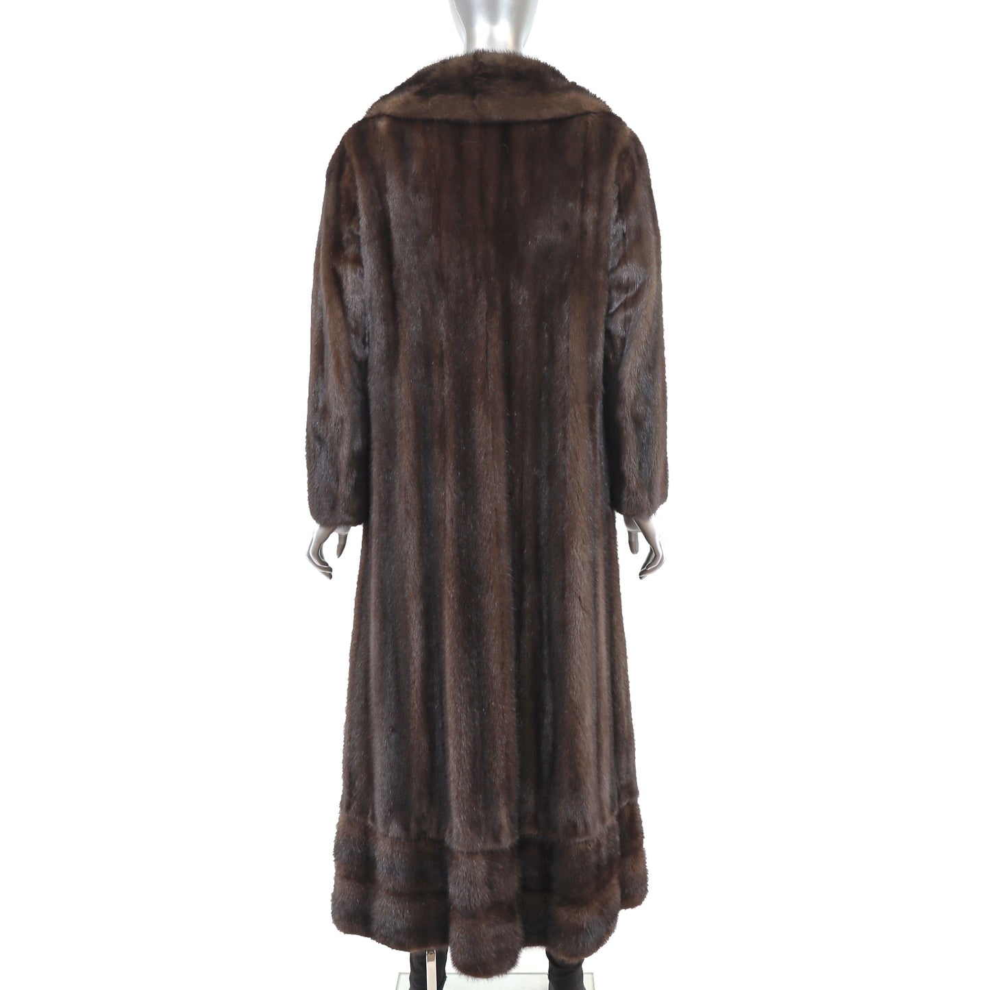 Brown Mink Coat with Detachable Hem Trim- Size M