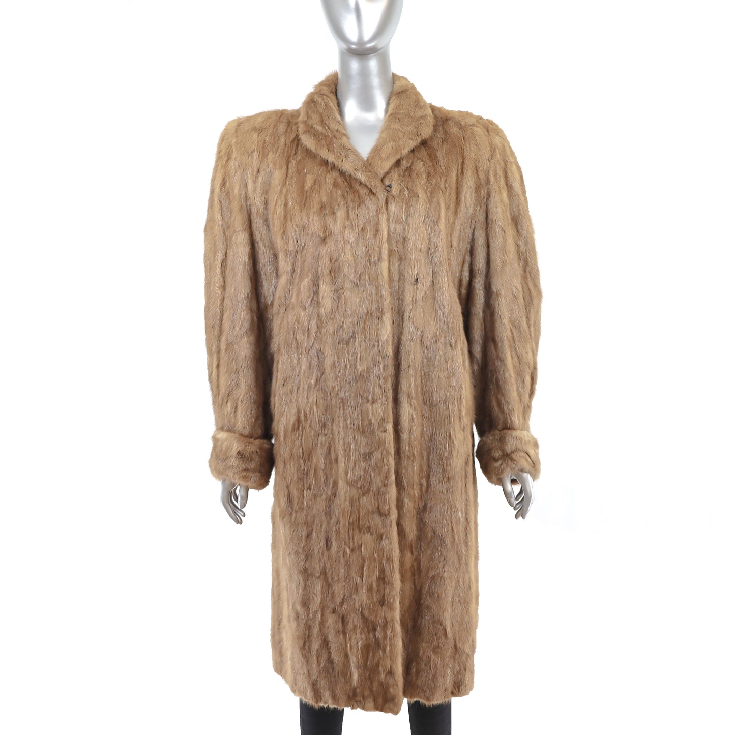 Light Brown Section Mink Coat - Size M