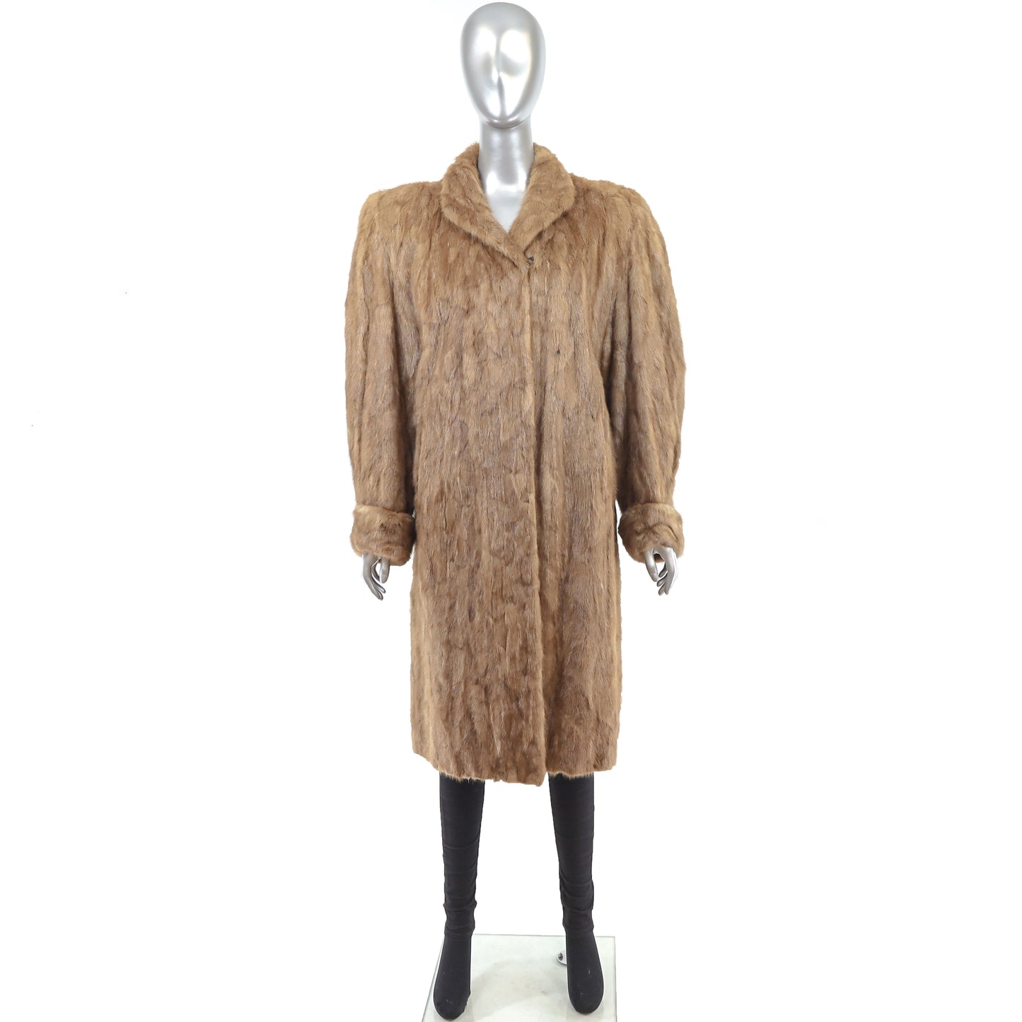 Light Brown Section Mink Coat - Size M