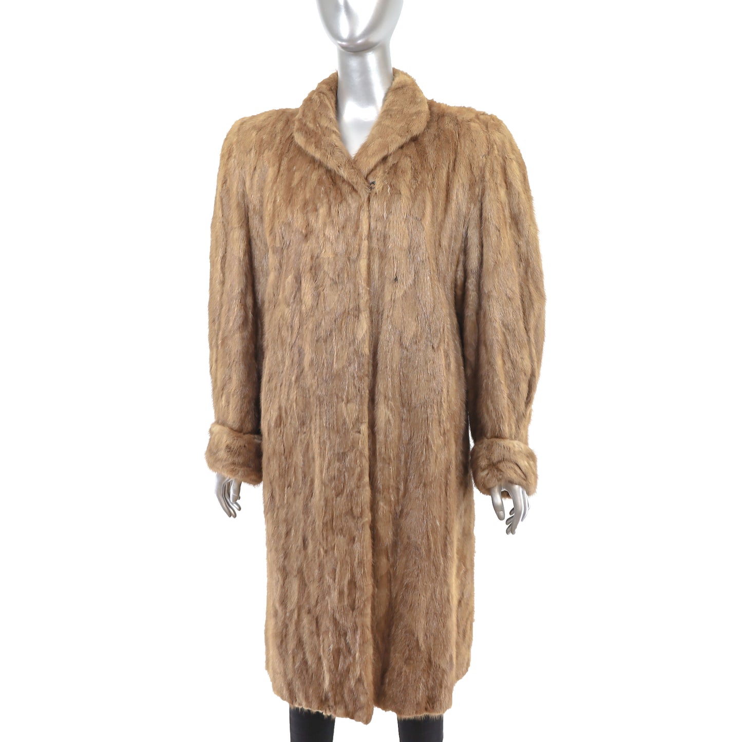 Light Brown Section Mink Coat - Size M