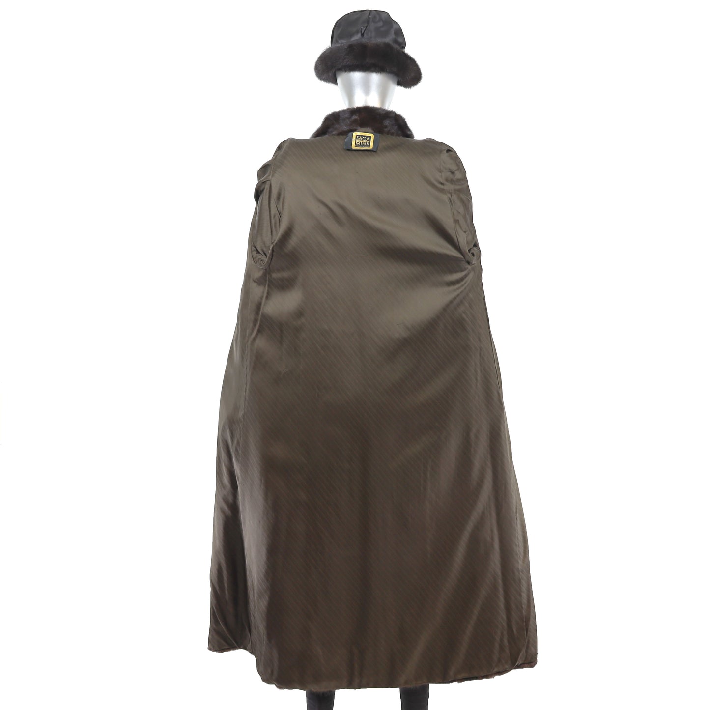 Brown Mink Coat with Matching Hat- Size M