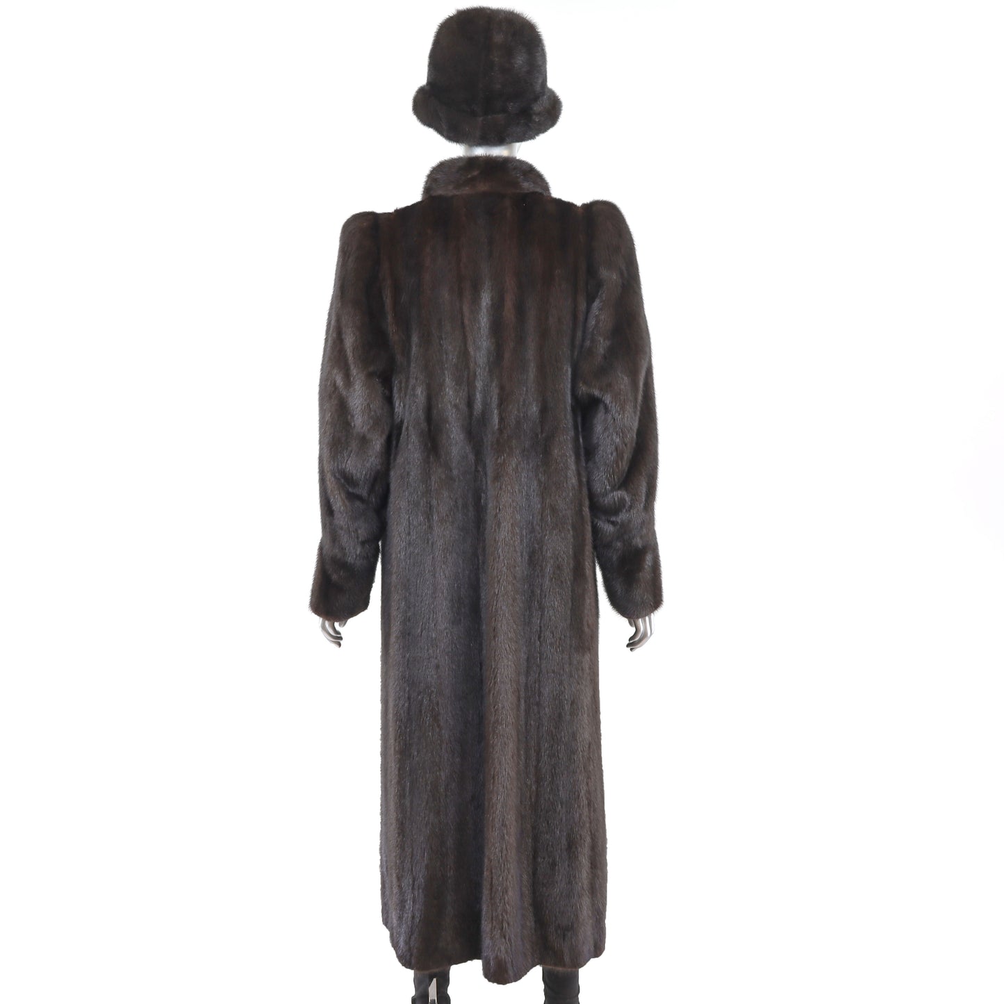 Brown Mink Coat with Matching Hat- Size M