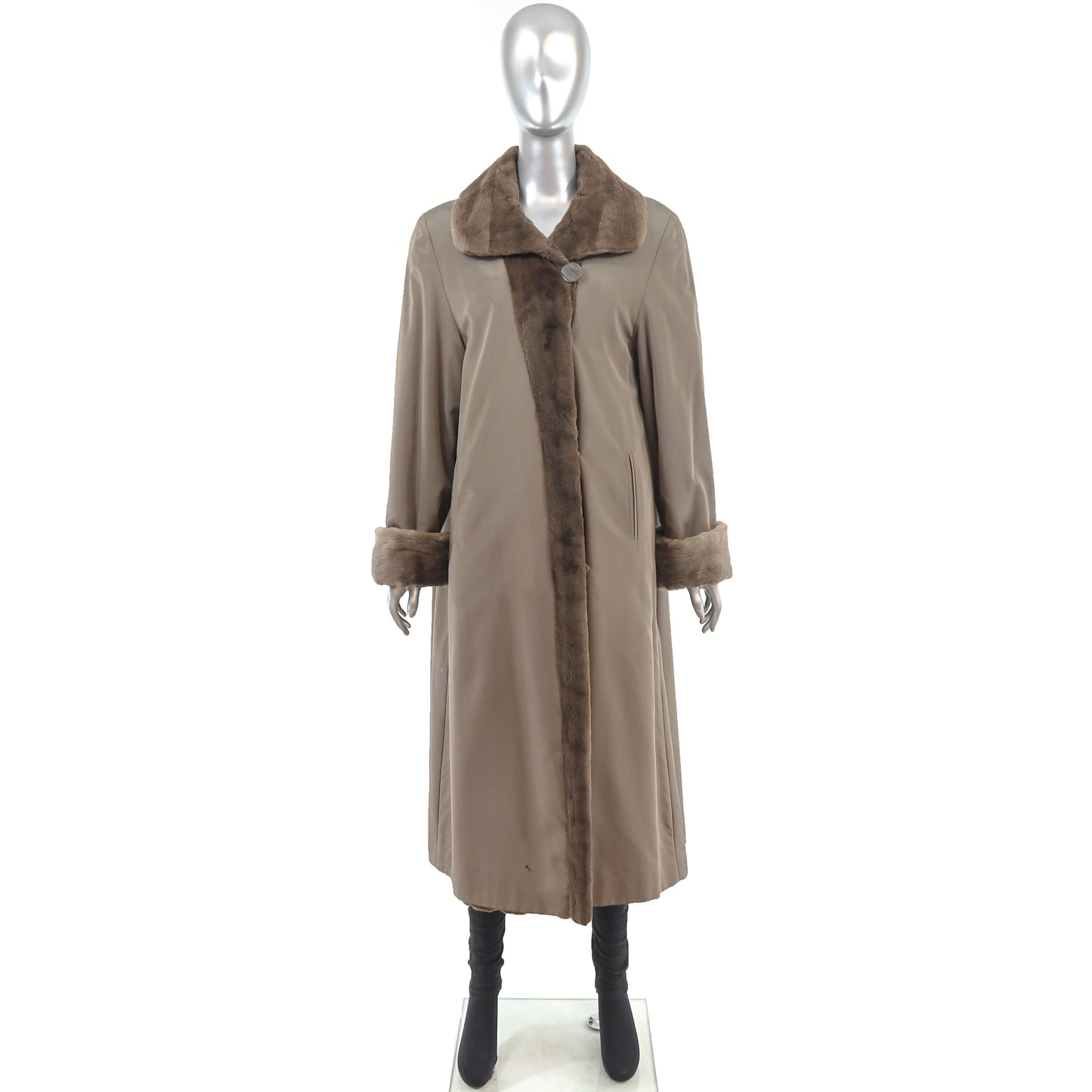 Sheared Mahogany Mink Coat Reversible to Microfiber- Size XXXL