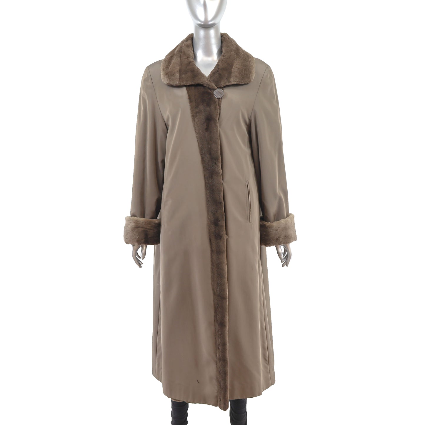 Sheared Mahogany Mink Coat Reversible to Microfiber- Size XXXL