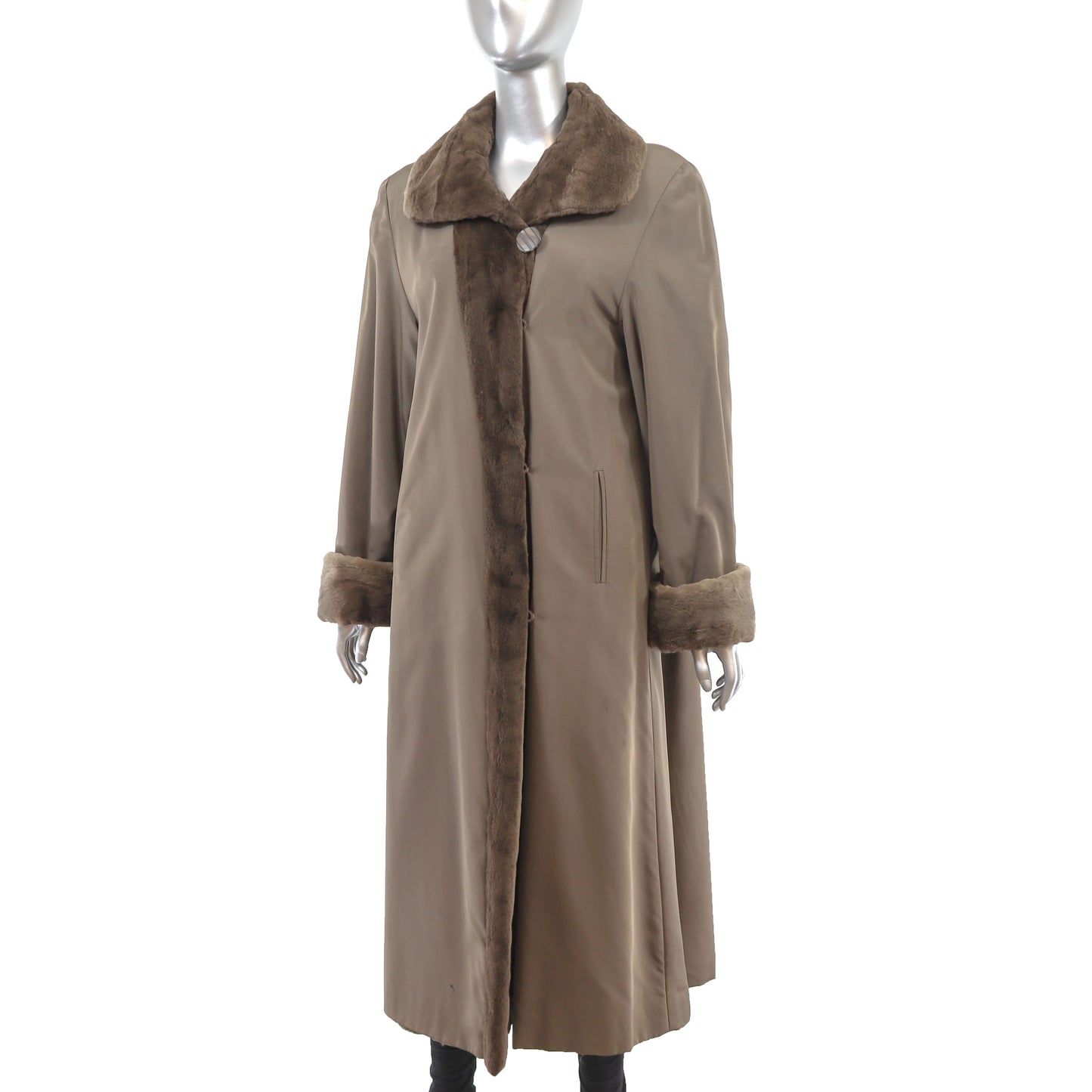 Sheared Mahogany Mink Coat Reversible to Microfiber- Size XXXL