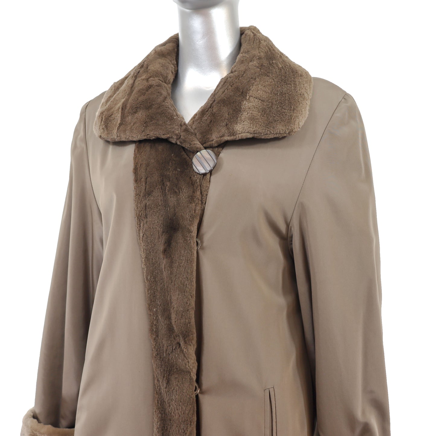 Sheared Mahogany Mink Coat Reversible to Microfiber- Size XXXL