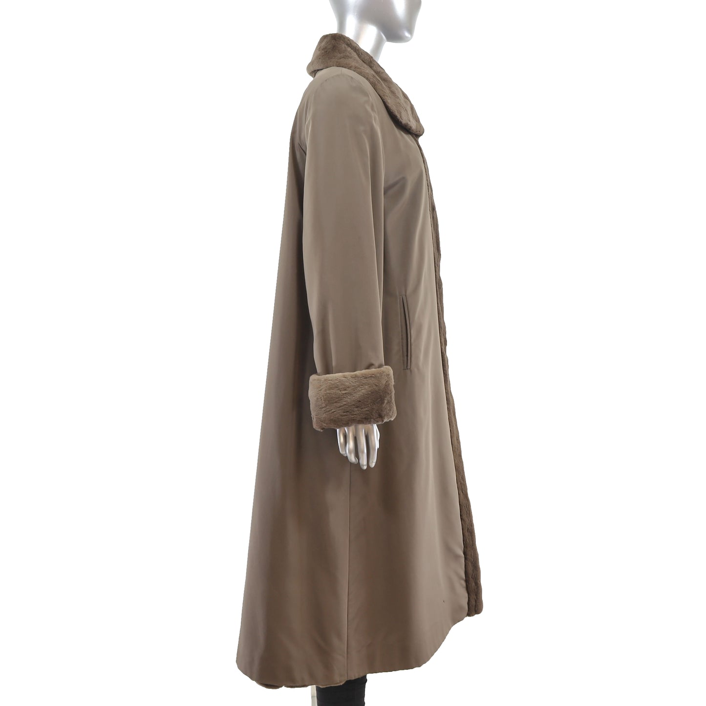 Sheared Mahogany Mink Coat Reversible to Microfiber- Size XXXL