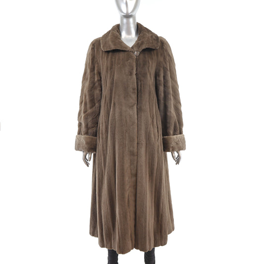 Sheared Mahogany Mink Coat Reversible to Microfiber- Size XXXL