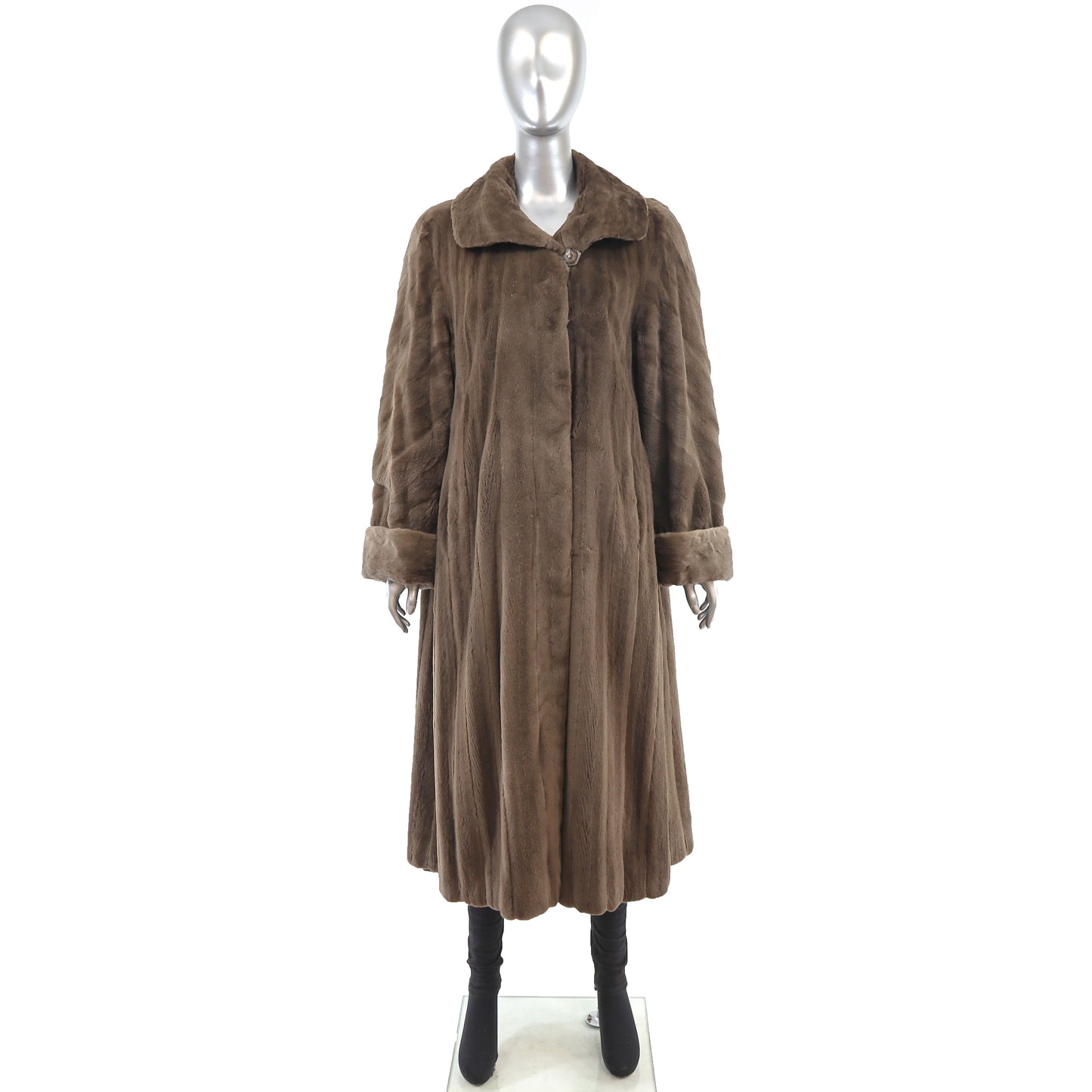 Sheared Mahogany Mink Coat Reversible to Microfiber- Size XXXL