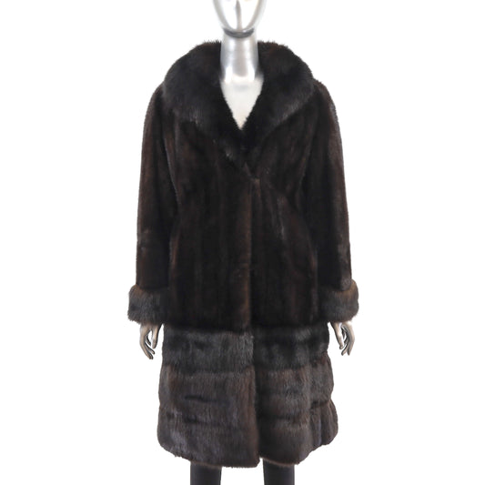 Mahogany Mink Coat with Sable Trim- Size M