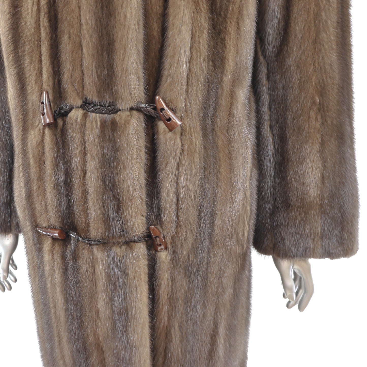 Brown Mink Coat with Detachable Hood- Size M