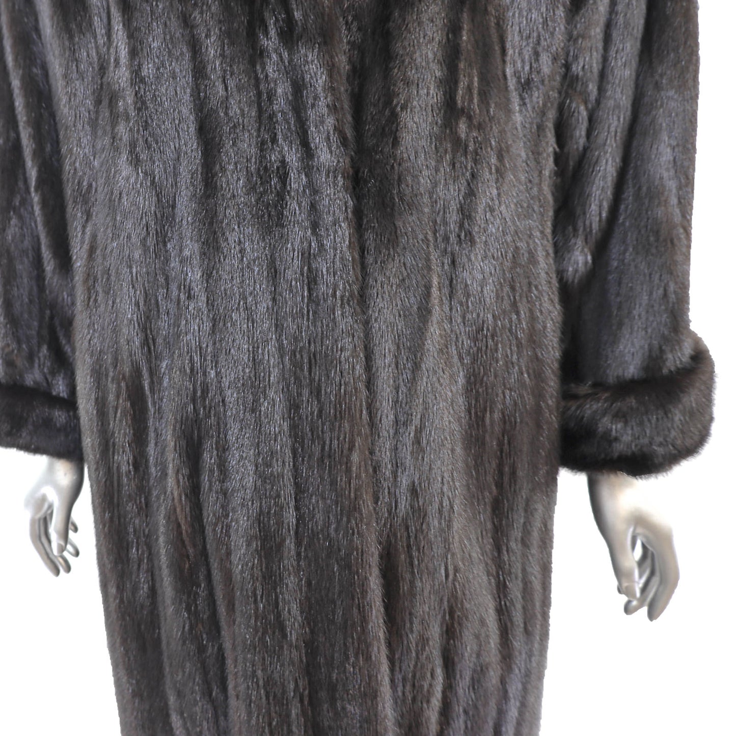 Black Mink Coat with Matching Headband- Size L