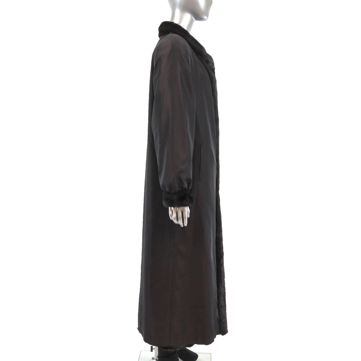 Black Mink Coat Reversible to Taffeta- Size M