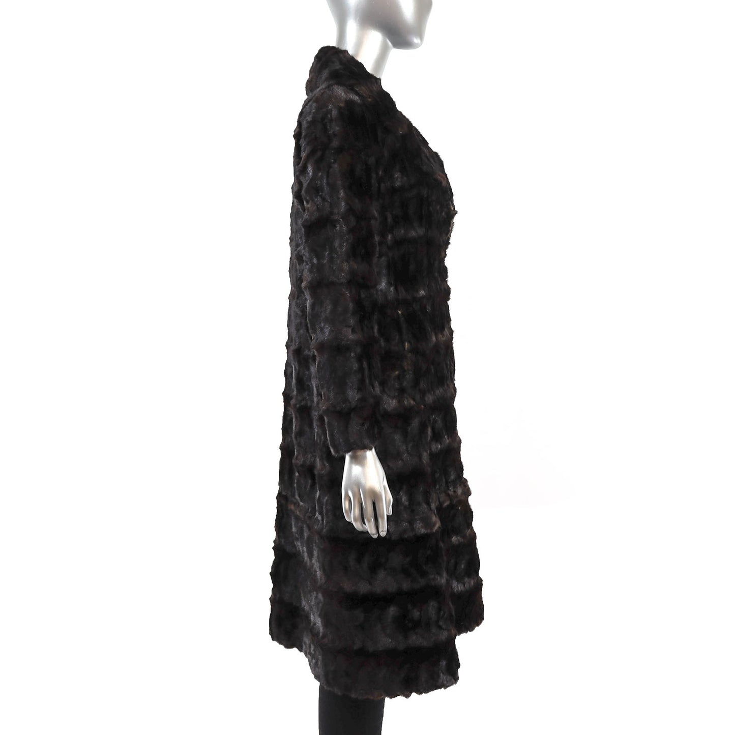 Mahogany Section Mink Coat with Zip-Off Bottom- Size S