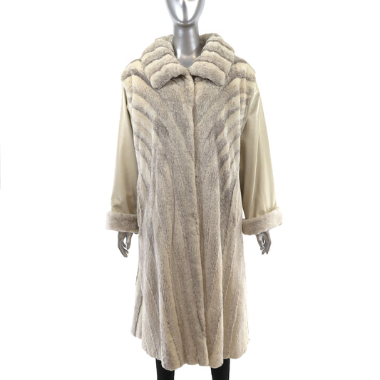 Cross Mink Coat with Leather Sleeves- Size XXL