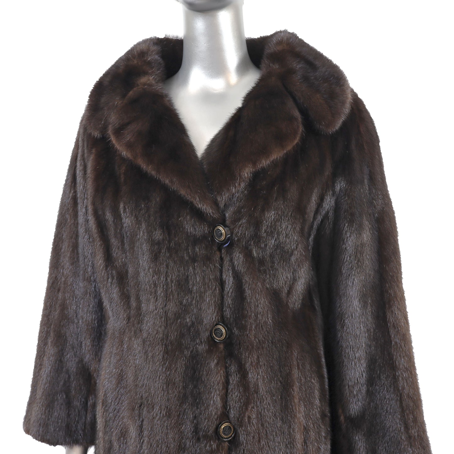 Mahogany Mink Coat with Sable Trim and Matching Hat- Size M