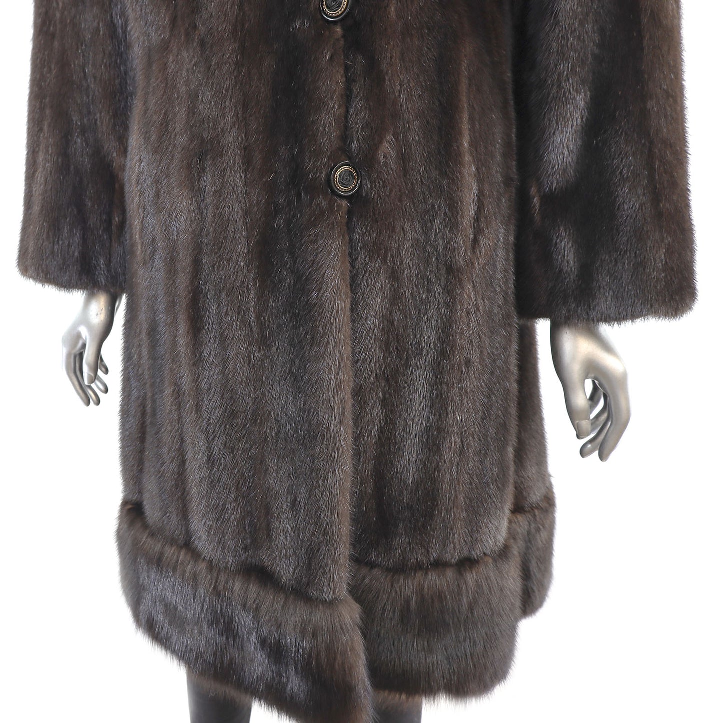 Mahogany Mink Coat with Sable Trim and Matching Hat- Size M